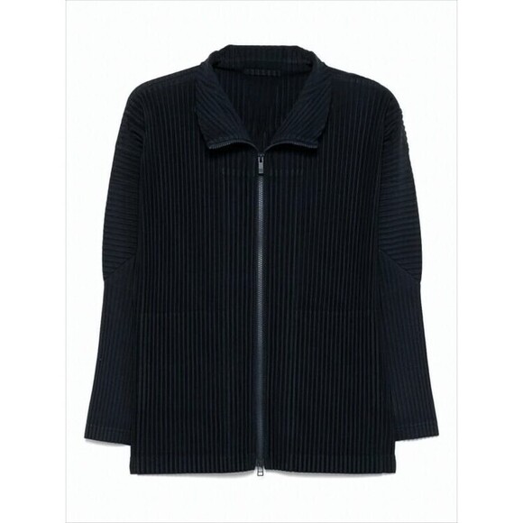 Homme Plissé Issey Miyake Pleated Black Jacket With Structured Silhouette - NWT